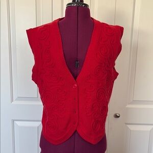 Vintage Red Knit Sweater Vest